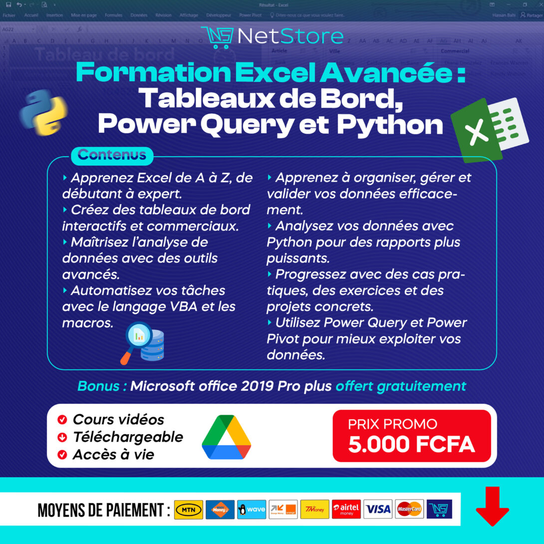 Formation Excel Avancée : Tableaux de Bord, Power Query et Python