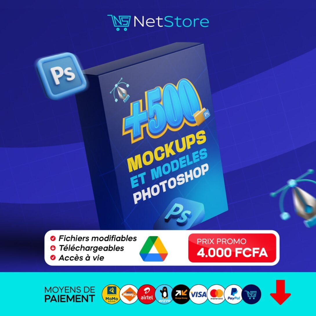 +500 MOCKUPS et Modèles PHOTOSHOP