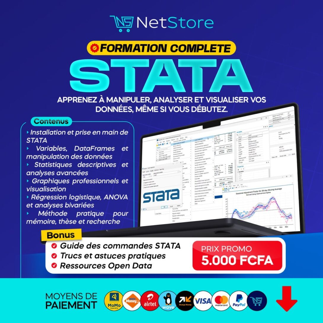 Stata - Apprenez à manipuler, analyser et visualiser vos données, même si vous débutez